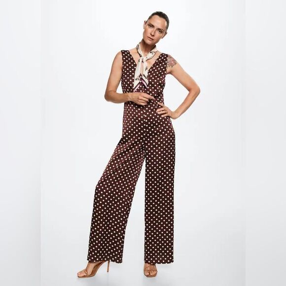 Mango Polka-dot print jumpsuit - Picture 1 of 5